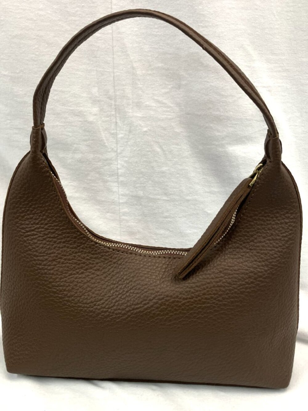Brand New Unbranded Small Light Brown Pebbled Texture Zipper Pleather Purse